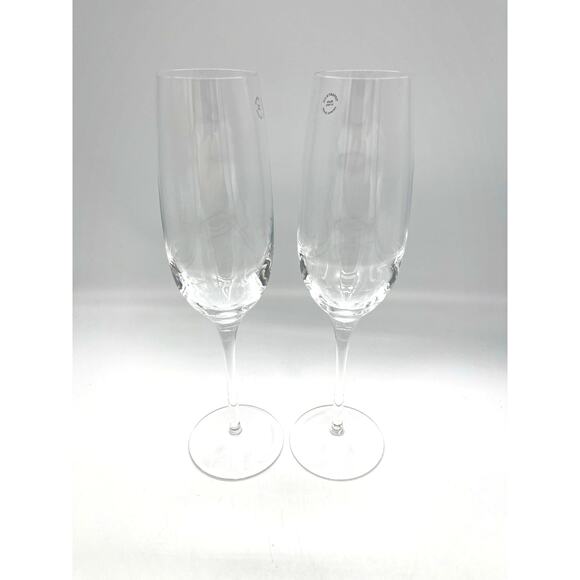 Tiffany & Co Set of 2 Crystal Champagne Flutes Signed Made in Italy 9.5" - Picture 8 of 9
